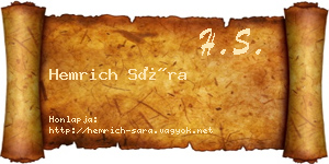 Hemrich Sára névjegykártya